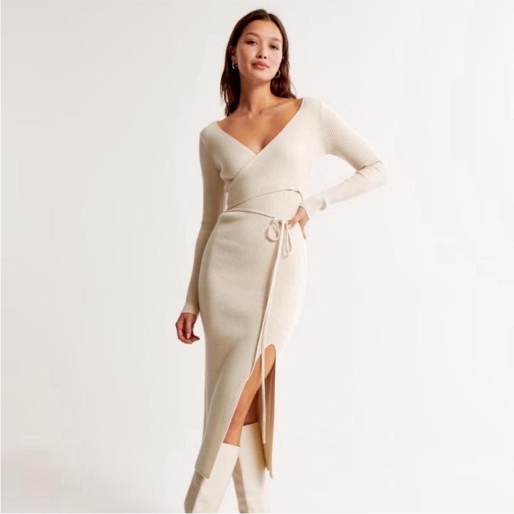 Abercrombie long sleeve wrap midi sweater dress.
